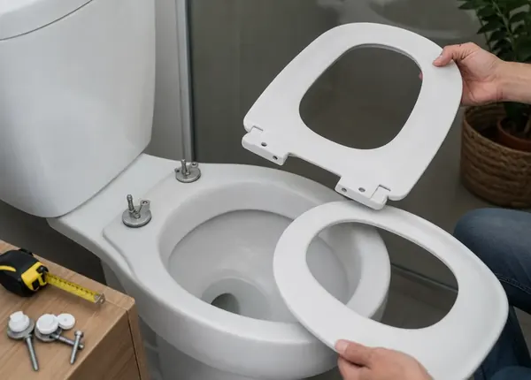 Assento sanitário compatível acompanhando o formato da louça