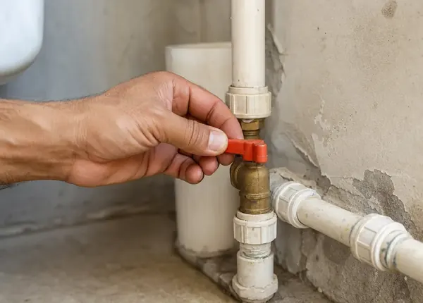 Área molhada sendo protegida antes do reparo hidráulico