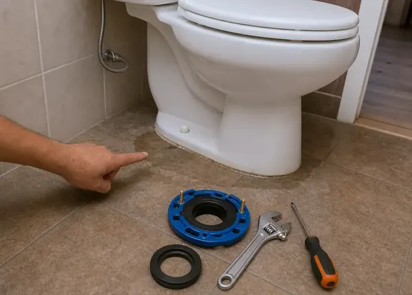 Vaso sanitário vazando pela base